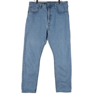 Levi Strauss 501 Original Fit Light Wash Button Fly Denim Jeans Mens 34x28